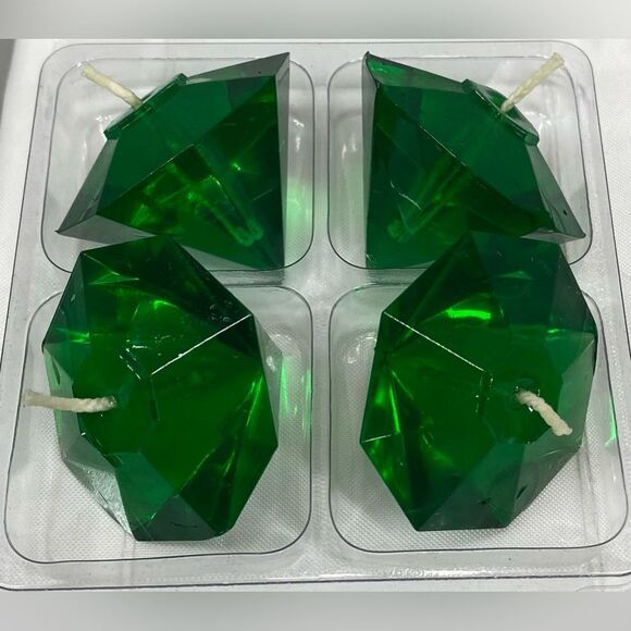 Diamond Shape Floating Gel Candles Emerald Green Four Candles NIOP - Picture 2 of 10